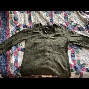 Green Cold-Shoulder Decorative Back Sweater